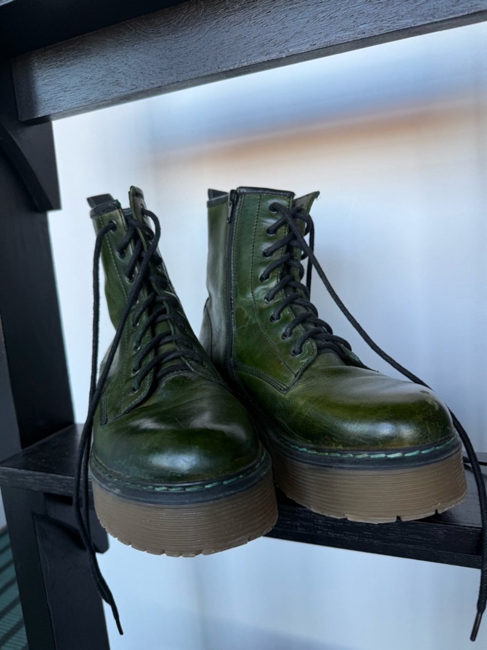 ROOLEE Green Lace-Up Platform Women's Boots - Picture 3 of 8